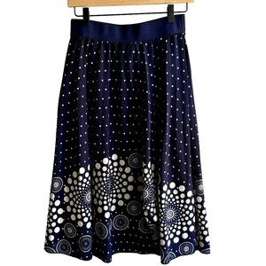 Andi + James full navy skirt with white modern designs in size SMALL